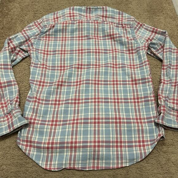 Faherty Red and Blue Plaid Casual Button Down Shirt - Picture 8 of 8